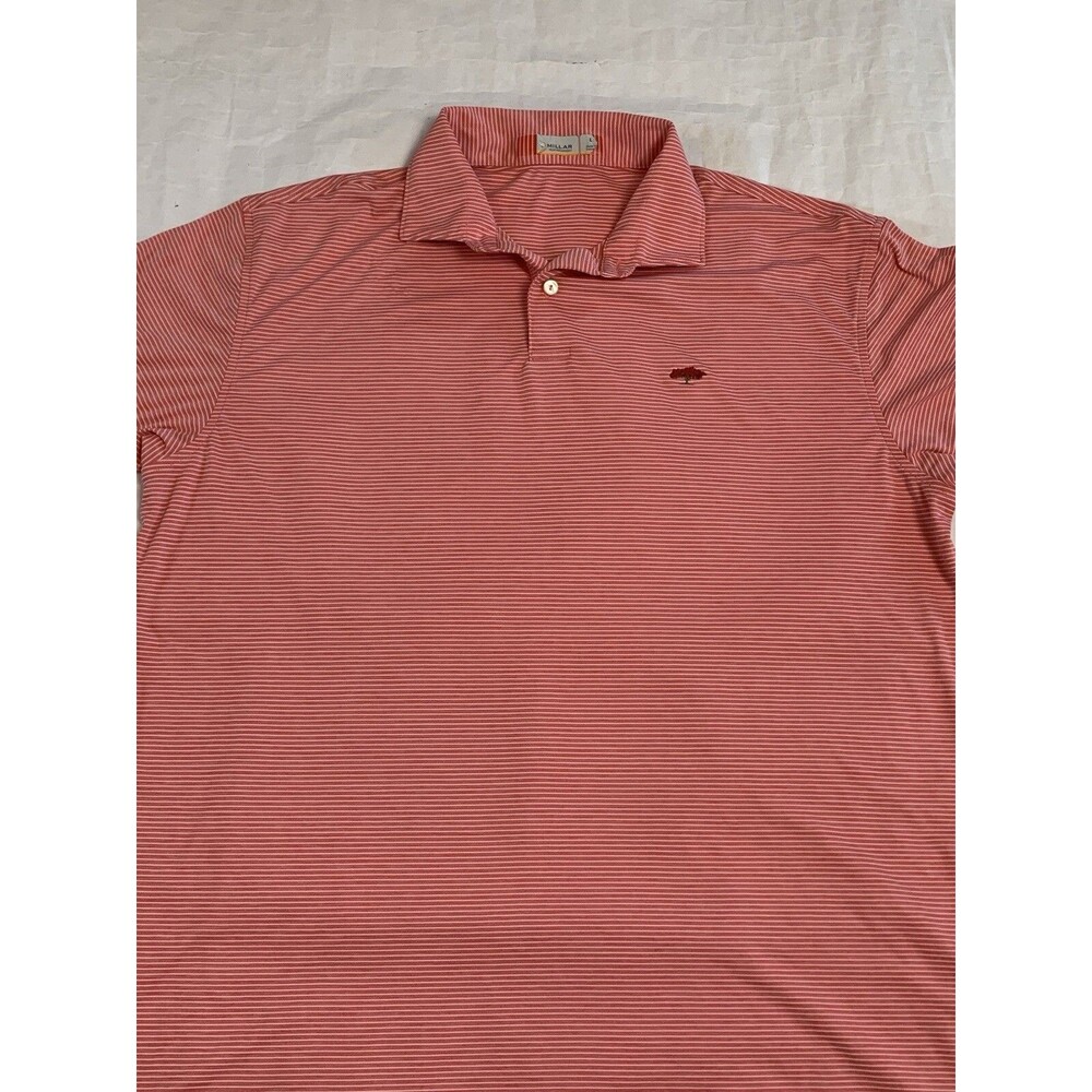Peter Millar Featherweight Polo Mens Large Pink Striped Performance Golf Rugby
